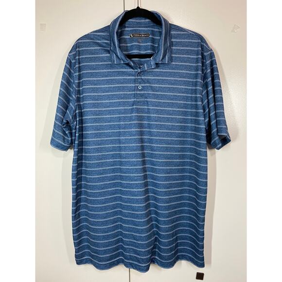 TWO Pebble Beach Blue & White Striped Short Sleeve Dry-Luxe Performance Polo XL - Picture 3 of 11
